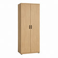 Armoire de chambre 2 portes chêne clair en panneaux de particules mélaminés rectangulaire 80 x 50 x 180 cm