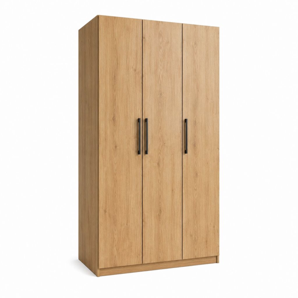 Armoire de chambre 3 portes chêne en panneaux de particules 120 x 52 x 180 cm