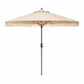 Parasol de jardin rond beige en polyester avec mât en bois 270 cm x 250 cm