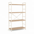Bibliothèque étagère 4 niveaux blanc et chêne 80 x 30 x 180 cm