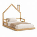 Lit cabane enfant en pin massif naturel 90 x 190 cm avec barrière latérale