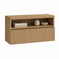 Meuble TV à portes chêne clair en panneaux MDF 120 x 40 x 75 cm