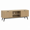 Meuble TV 2 portes avec rangement chêne clair MDF et panneaux de particules 160 x 40 x 60 cm