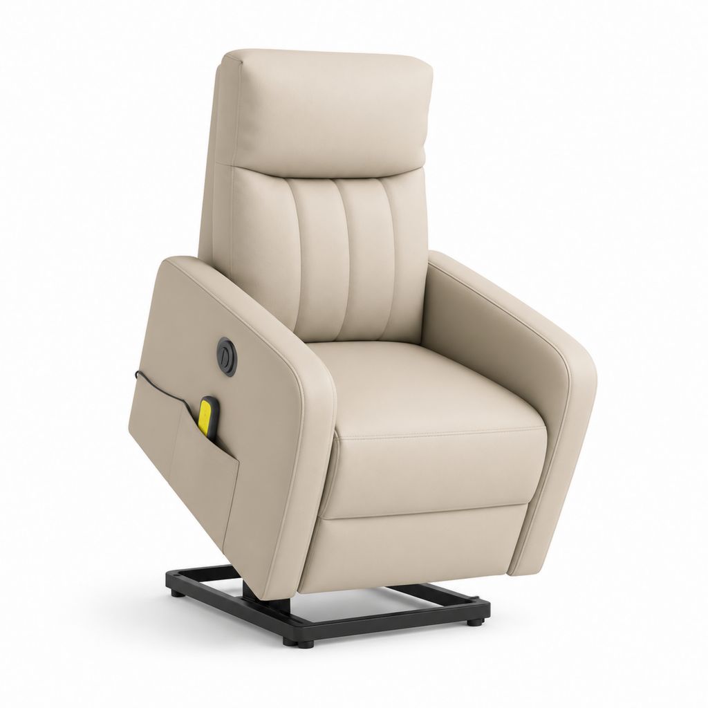 Fauteuil relax électrique inclinable beige en cuir synthétique PU 82 x 92 x 105 cm
