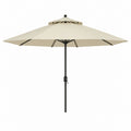 Parasol de jardin rond beige en polyester et acier Ø 270 cm hauteur 240 cm