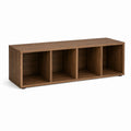 Bibliothèque basse à 4 niches noyer en panneaux MDF 147 x 39 x 61 cm