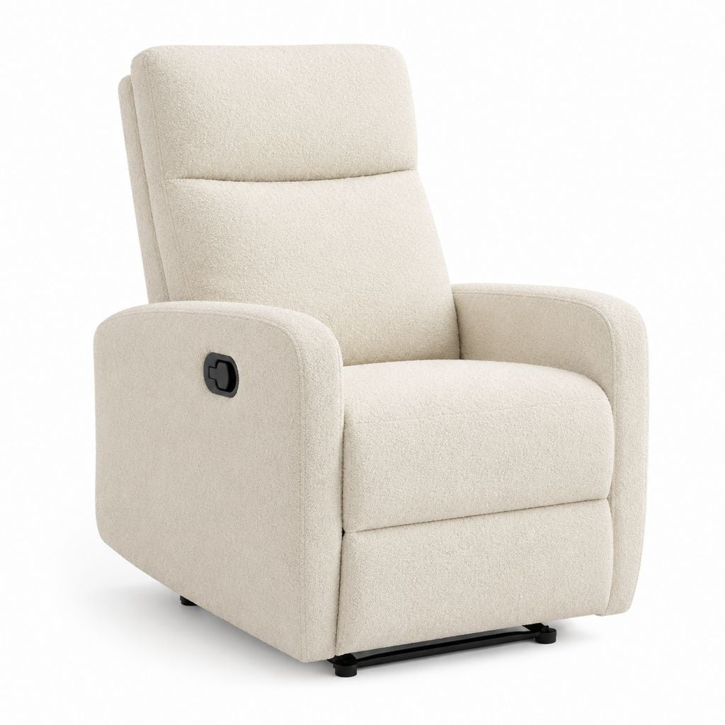 Fauteuil relax manuel inclinable beige en polyester bouclette 76 x 90 x 102 cm